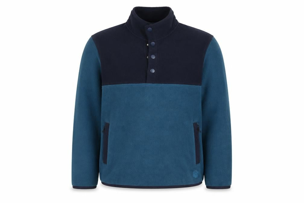 Marks and Spencer Men's Blue L Fleece Henley Pullover Snap Sweatshirt