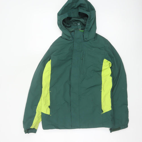 Mountain Warehouse Boys Green 11-12 Years Ski Jacket Hooded Colourblock