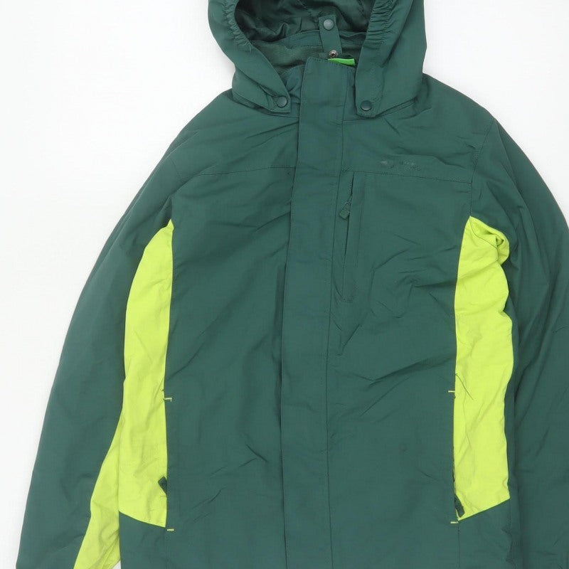 Mountain Warehouse Boys Green 11-12 Years Ski Jacket Hooded Colourblock