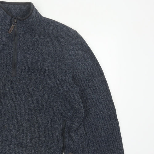 Blue Harbour Men’s Blue L 1/4 Zip Fleece Sweatshirt Pockets