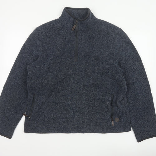 Blue Harbour Men’s Blue L 1/4 Zip Fleece Sweatshirt Pockets