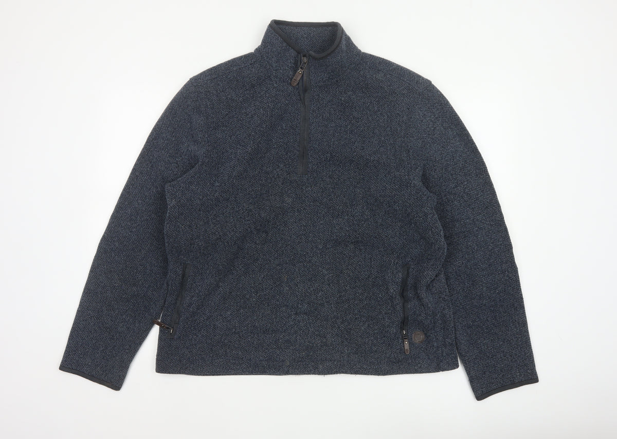 Blue Harbour Men’s Blue L 1/4 Zip Fleece Sweatshirt Pockets