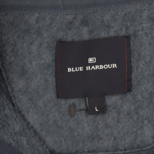 Blue Harbour Men’s Blue L 1/4 Zip Fleece Sweatshirt Pockets