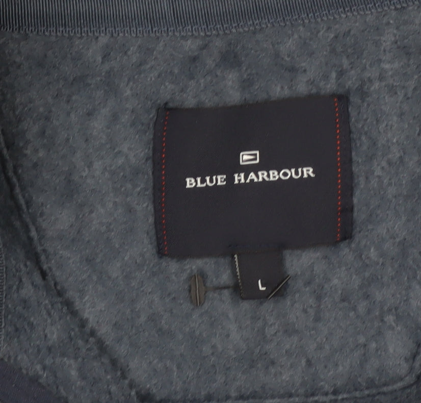 Blue Harbour Men’s Blue L 1/4 Zip Fleece Sweatshirt Pockets