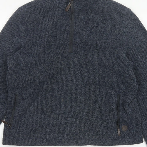 Blue Harbour Men’s Blue L 1/4 Zip Fleece Sweatshirt Pockets