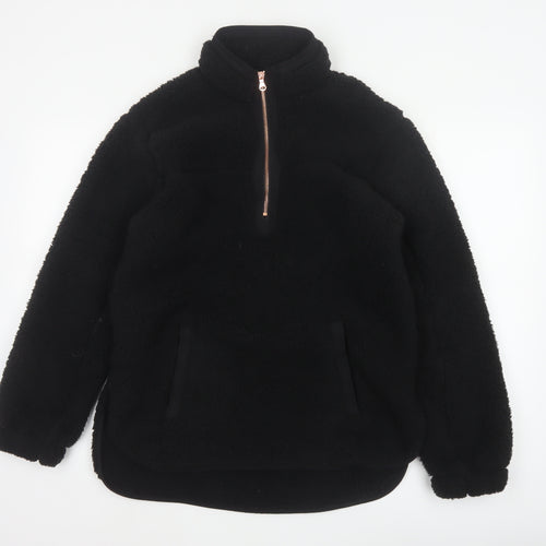 Nutmeg Women Black Size 8/10 Fleece Half Zip Pullover Sweatshirt
