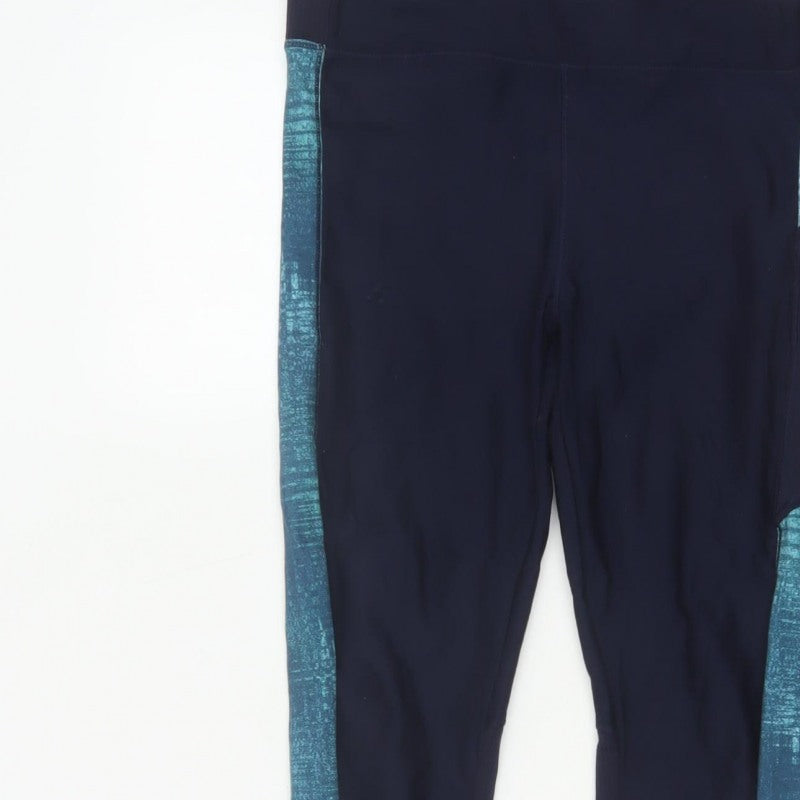 Additional view of Decathlon women’s blue l gym training colourblock pocket leggings
