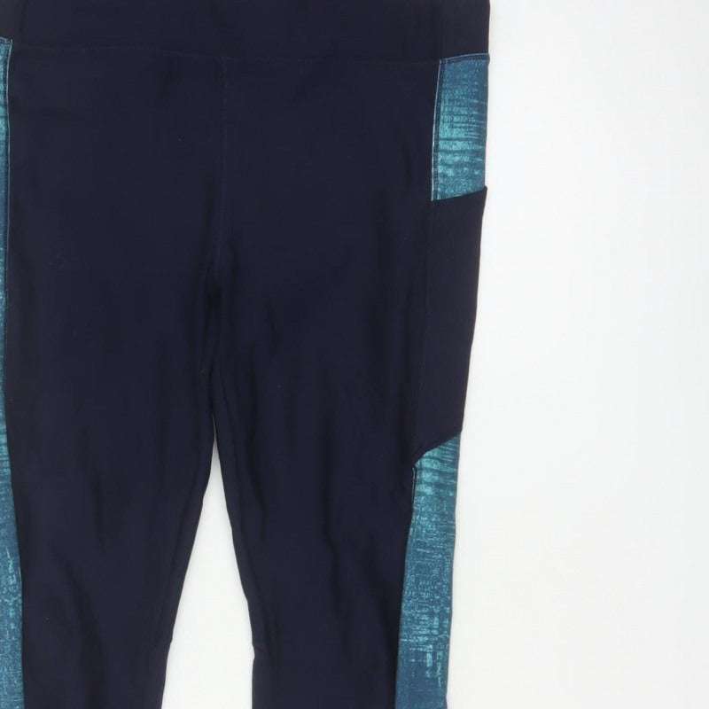 Additional view of Decathlon women’s blue l gym training colourblock pocket leggings