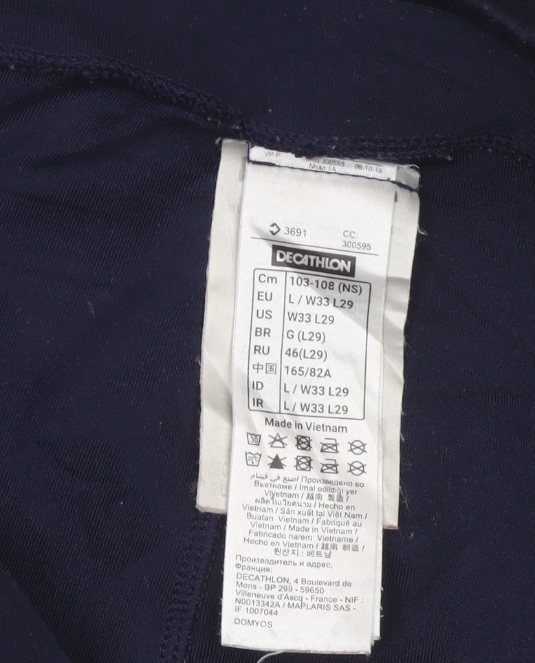Additional view of Decathlon women’s blue l gym training colourblock pocket leggings