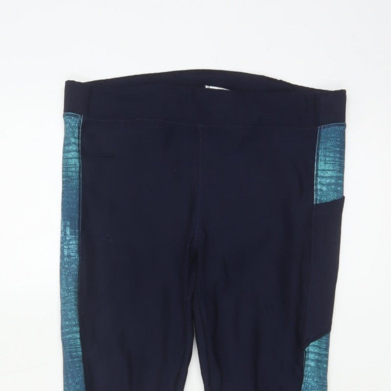 Additional view of Decathlon women’s blue l gym training colourblock pocket leggings