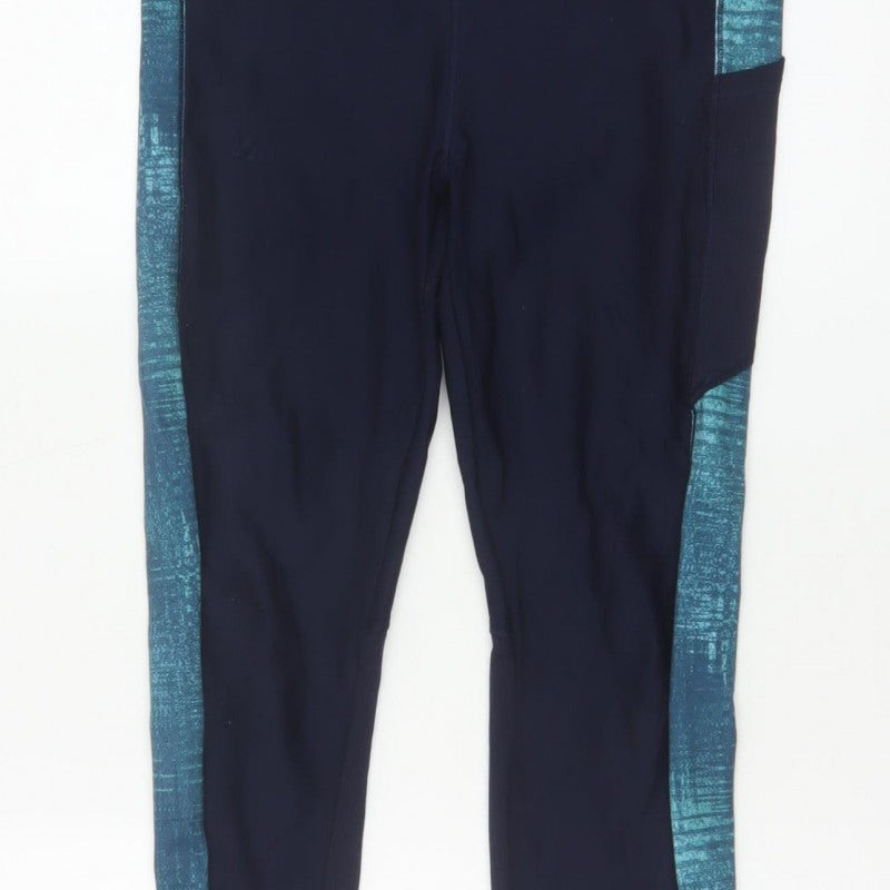 Additional view of Decathlon women’s blue l gym training colourblock pocket leggings