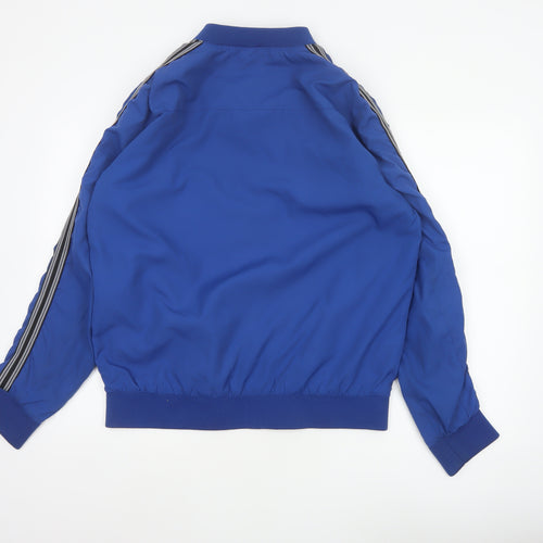 Brave Soul Men’s Blue XL Bomber Jacket Striped Sleeve Full Zip
