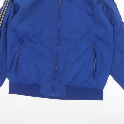 Brave Soul Men’s Blue XL Bomber Jacket Striped Sleeve Full Zip