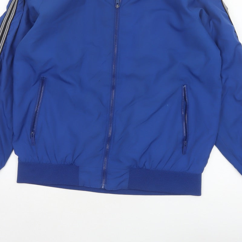 Brave Soul Men’s Blue XL Bomber Jacket Striped Sleeve Full Zip