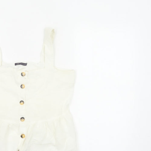 Marks and Spencer Women White UK 12 Cotton Linen Button Camisole Blouse