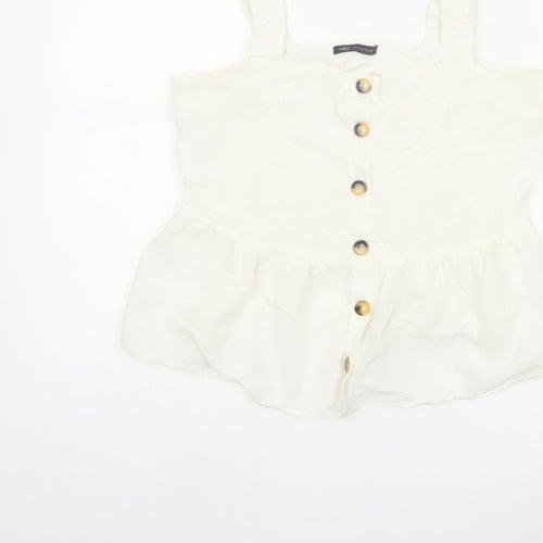 Marks and Spencer Women White UK 12 Cotton Linen Button Camisole Blouse