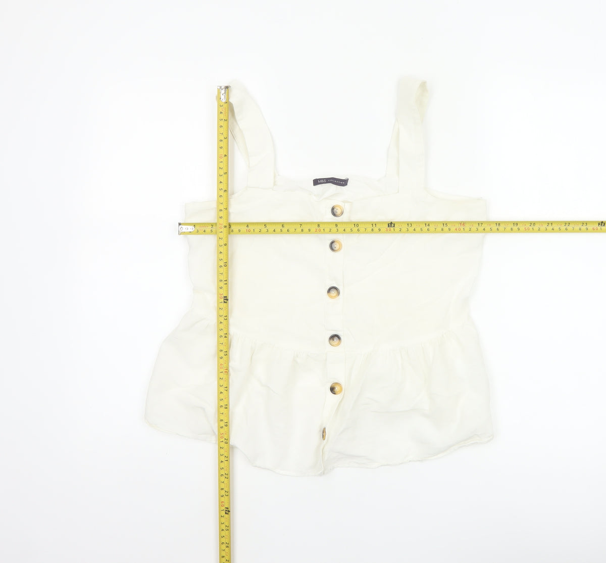 Marks and Spencer Women White UK 12 Cotton Linen Button Camisole Blouse