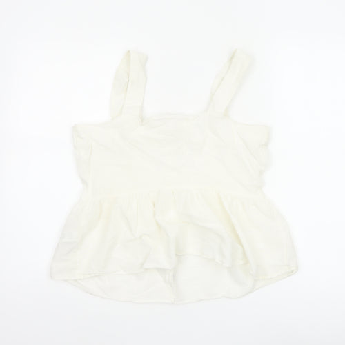 Marks and Spencer Women White UK 12 Cotton Linen Button Camisole Blouse