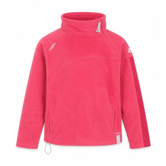 Front view of Tribord girls’ pink 14 years pullover 1/4 zip fleece sweatshirt