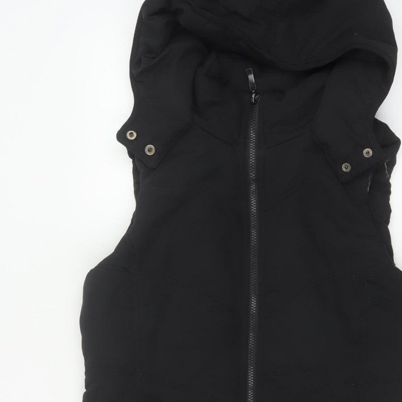 New Look Women Black UK 12 Hooded Padded Puffer Waistcoat Zip