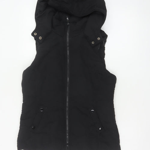 New Look Women Black UK 12 Hooded Padded Puffer Waistcoat Zip