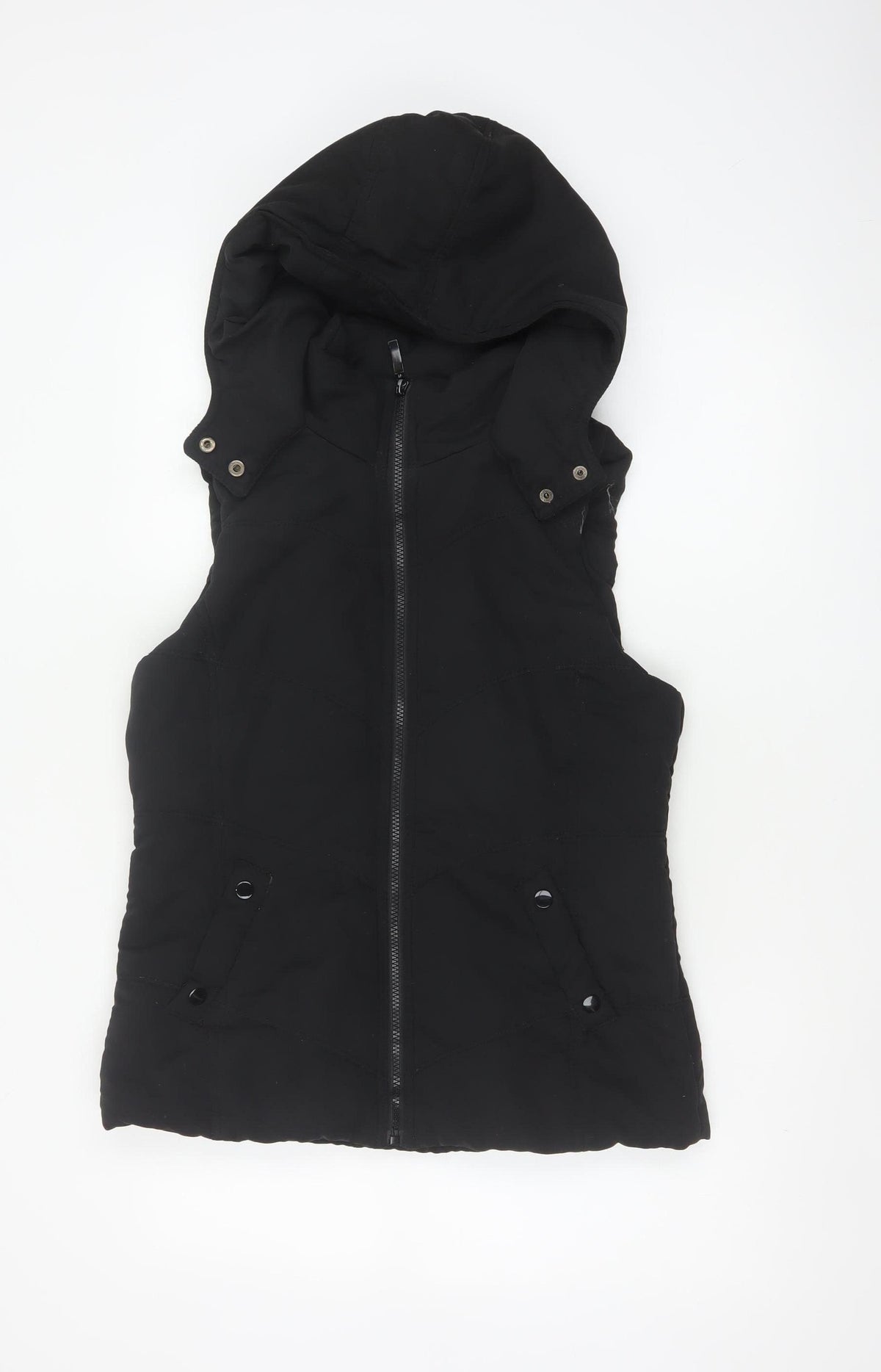 New Look Women Black UK 12 Hooded Padded Puffer Waistcoat Zip
