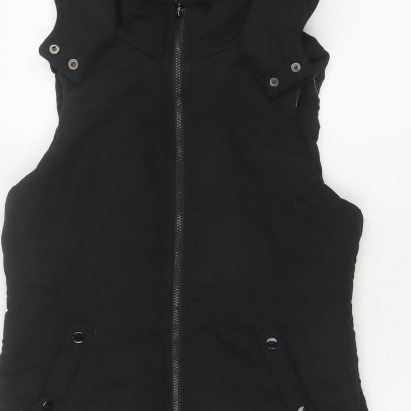 New Look Women Black UK 12 Hooded Padded Puffer Waistcoat Zip