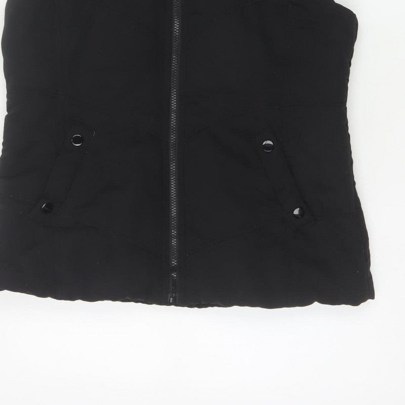 New Look Women Black UK 12 Hooded Padded Puffer Waistcoat Zip