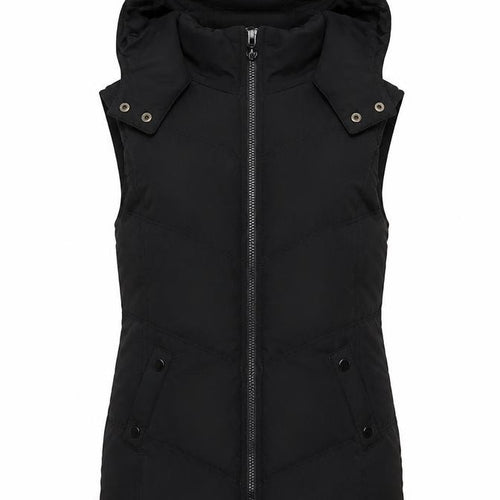 New Look Women Black UK 12 Hooded Padded Puffer Waistcoat Zip