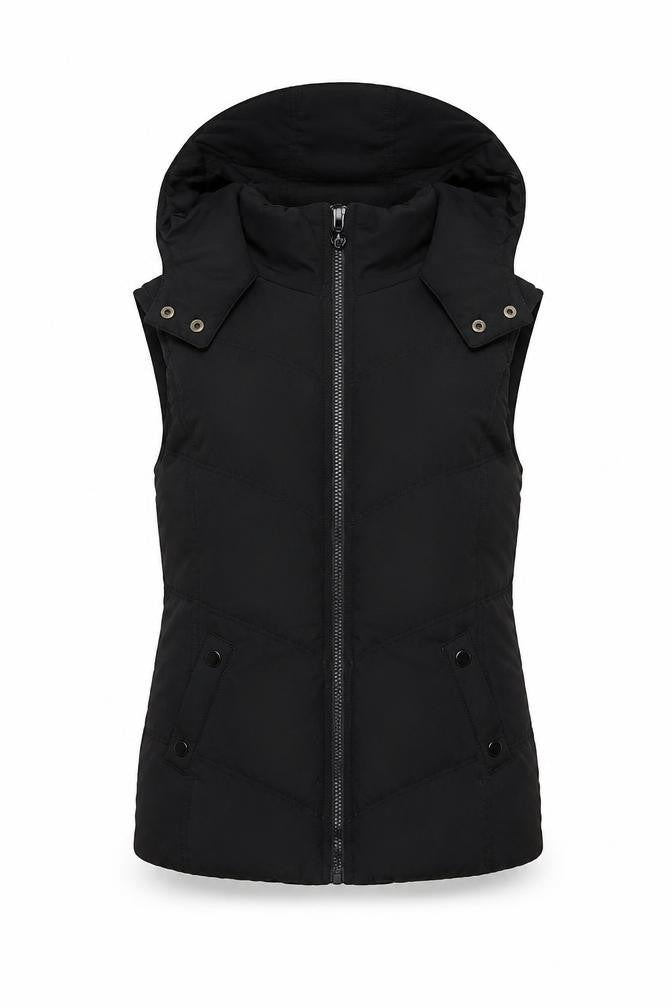 New Look Women Black UK 12 Hooded Padded Puffer Waistcoat Zip