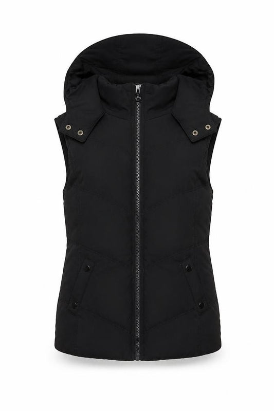 New Look Women Black UK 12 Hooded Padded Puffer Waistcoat Zip