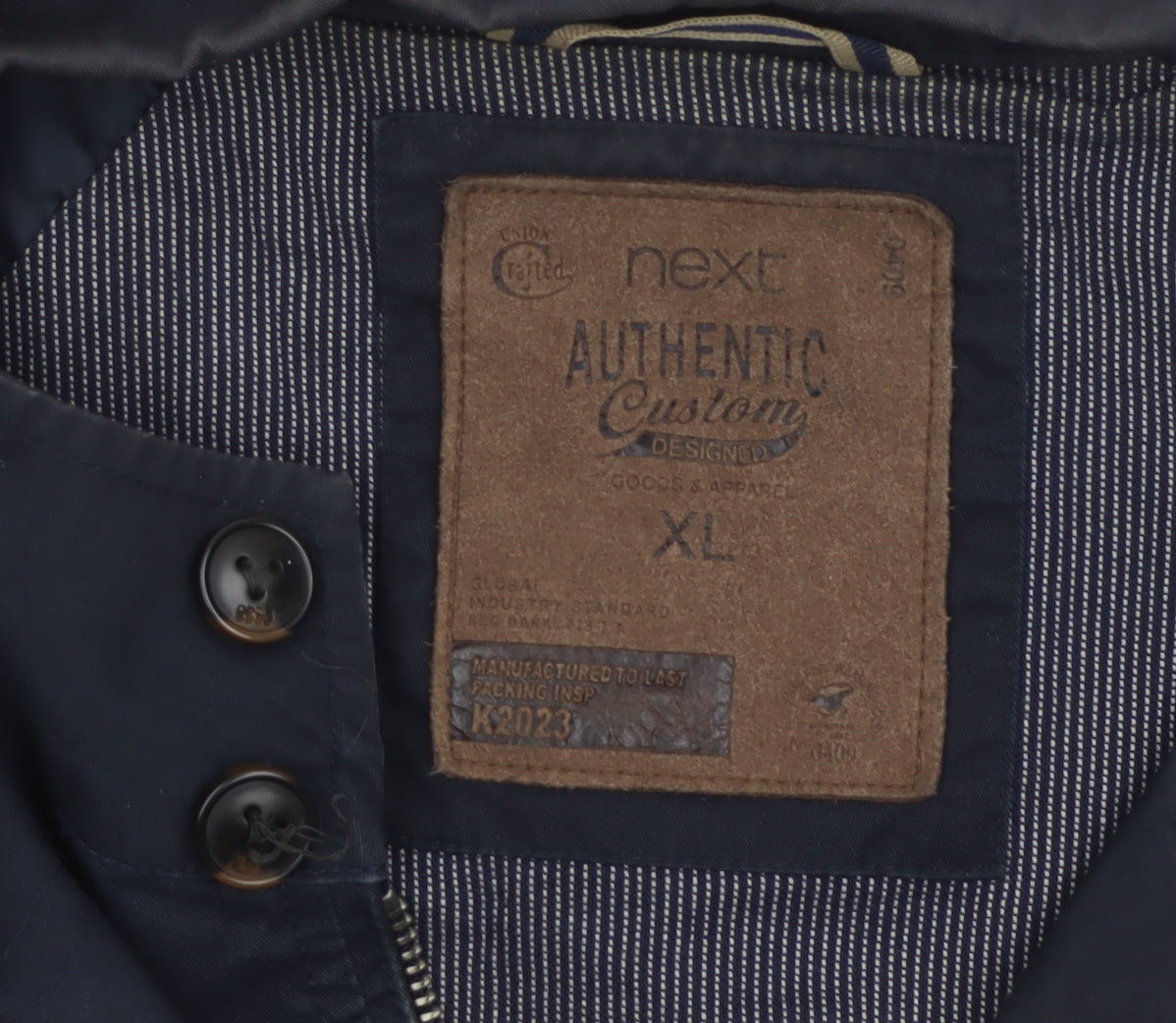 Next Men’s Blue XL Cotton Bomber Jacket Full Zip Lined