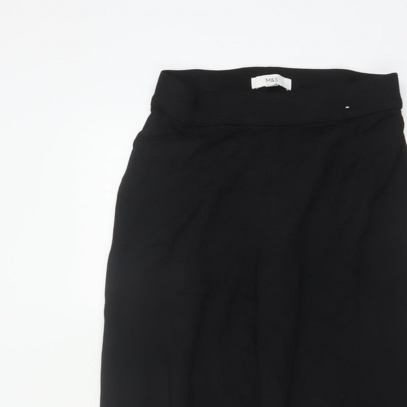 Marks & Spencer Women’s Black Size 10 Short Wide-Leg Trousers
