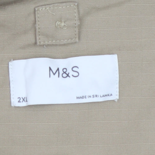 Marks and Spencer Men Beige 2XL Elastic Waist Stretch Shorts