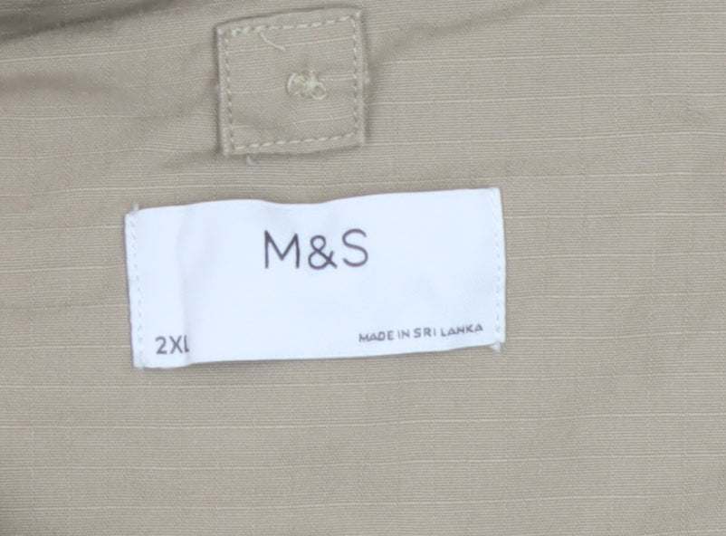 Marks and Spencer Men Beige 2XL Elastic Waist Stretch Shorts