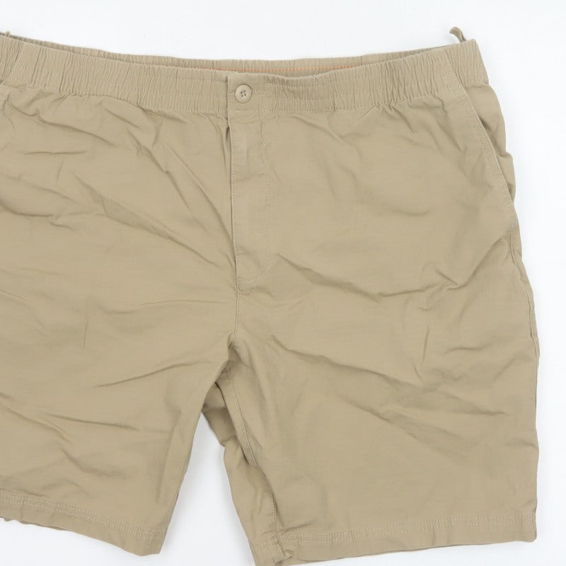 Marks and Spencer Men Beige 2XL Elastic Waist Stretch Shorts