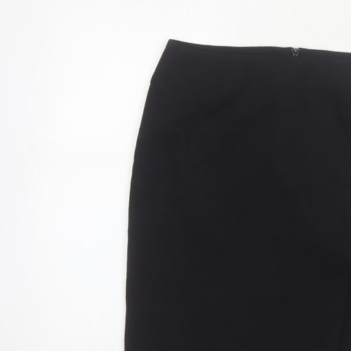 French Connection Women Black UK 8 Wool Blend Pencil Knee Skirt Slit