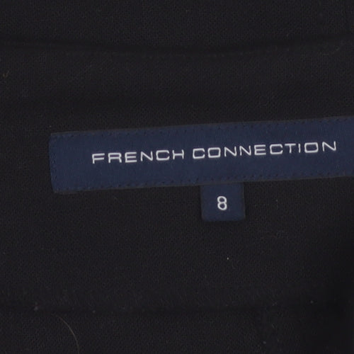 French Connection Women Black UK 8 Wool Blend Pencil Knee Skirt Slit