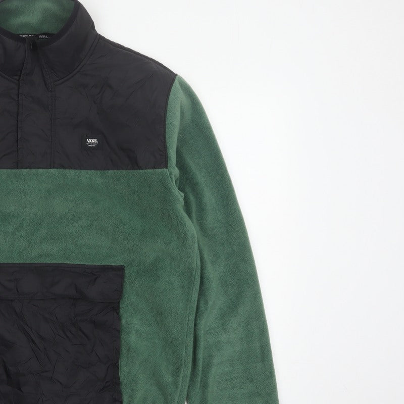 Additional view of Vans Men Green Small 1/4 Zip Fleece Pullover Sweatshirt Logo Pockets