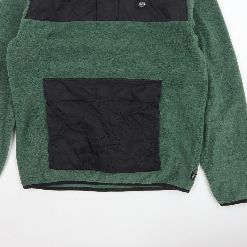 Additional view of Vans Men Green Small 1/4 Zip Fleece Pullover Sweatshirt Logo Pockets