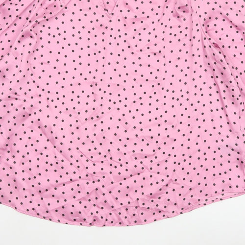 Marks and Spencer Women's Pink Size 20 Polka Dot Ruffle Tie Neck Blouse