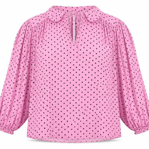Marks and Spencer Women's Pink Size 20 Polka Dot Ruffle Tie Neck Blouse