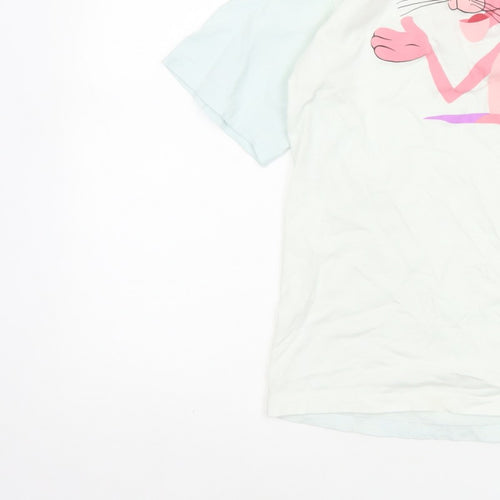 Pull&Bear Women’s White XS Pink Panther Cartoon Cotton T-Shirt