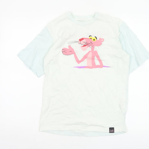 Pull&Bear Women’s White XS Pink Panther Cartoon Cotton T-Shirt