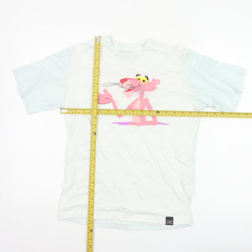 Pull&Bear Women’s White XS Pink Panther Cartoon Cotton T-Shirt