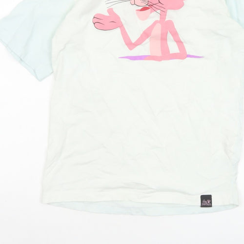 Pull&Bear Women’s White XS Pink Panther Cartoon Cotton T-Shirt