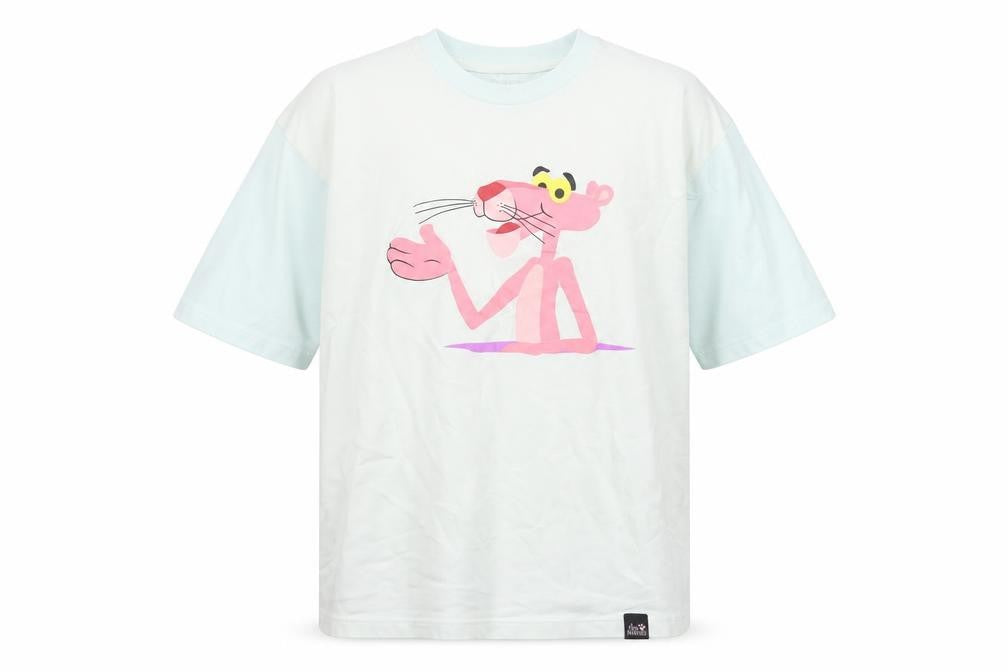 Pull&Bear Women’s White XS Pink Panther Cartoon Cotton T-Shirt