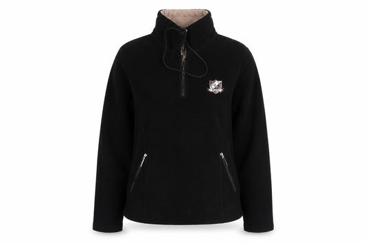 Front view of Dublin Women’s Black M Equestrian Fleece 1/4 Zip Sweatshirt