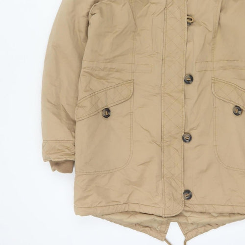 Tu Women Beige UK 12 Hooded Faux Fur Lined Quilted Parka Coat