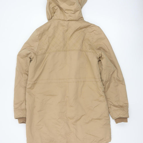Tu Women Beige UK 12 Hooded Faux Fur Lined Quilted Parka Coat